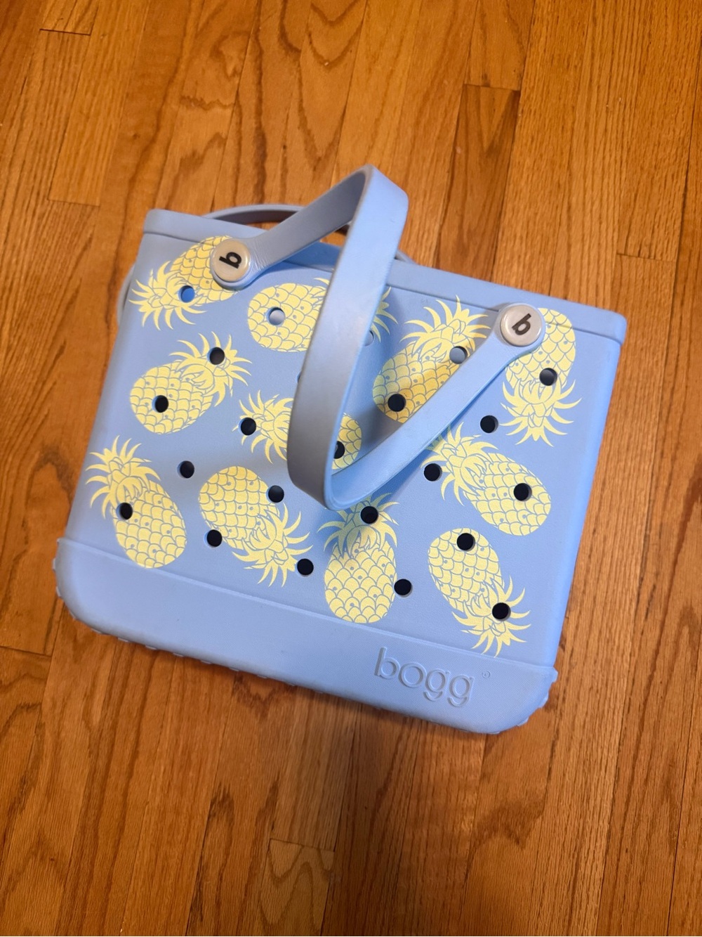Baby (medium) big bag. Pineapple Print Tote - Light Blue - Picture 2 of 6
